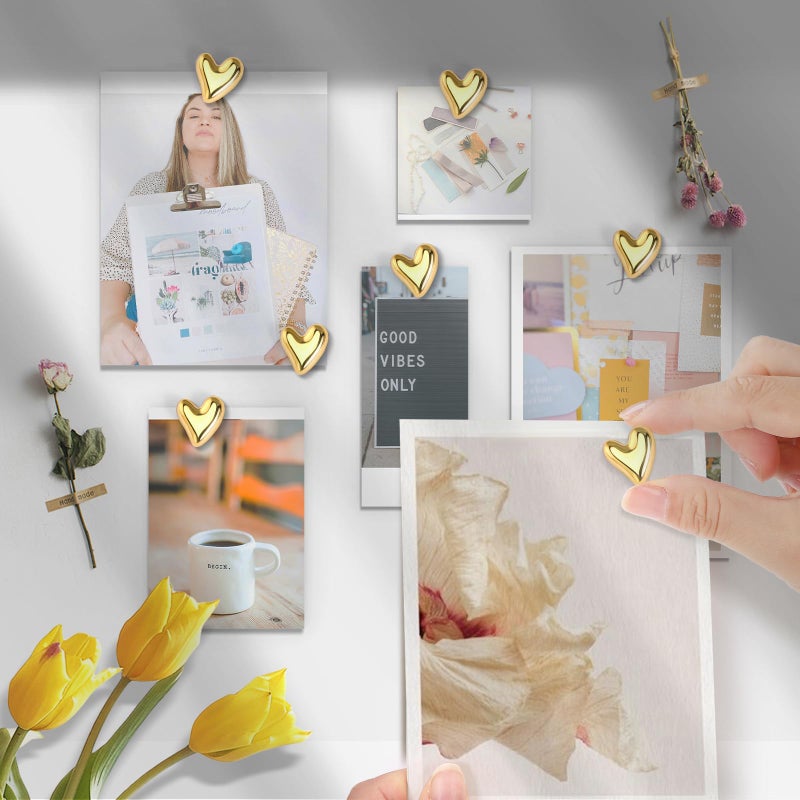 GOOLADA 36 Pieces Cute Heart Push Pins, Gold Thumb Tacks, Decorative Gold Push Pins for Bulletin Board, Cork Board, Wall, Office or Home - Image 4