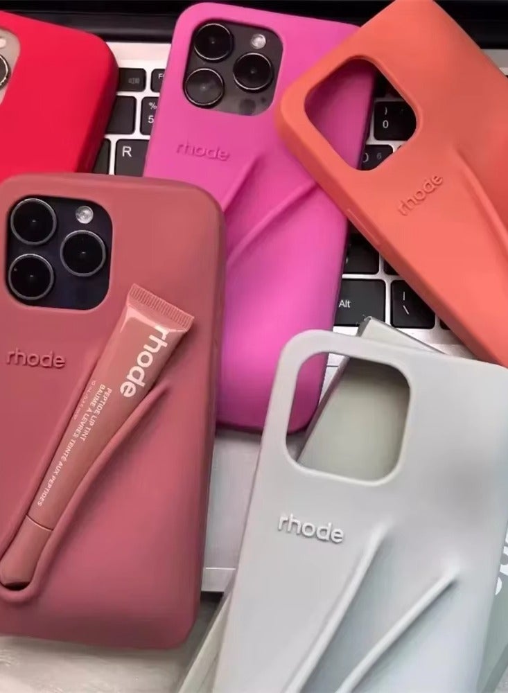rhode iPhone 16 Pro Max Silicone Case Lip Holder for Cell Phone, Lip Gloss Adhesive Sleeve for Phone, Lip Holder Stick-on Phone Case, Back Stick On Holder for iPhone Phones - Image 3