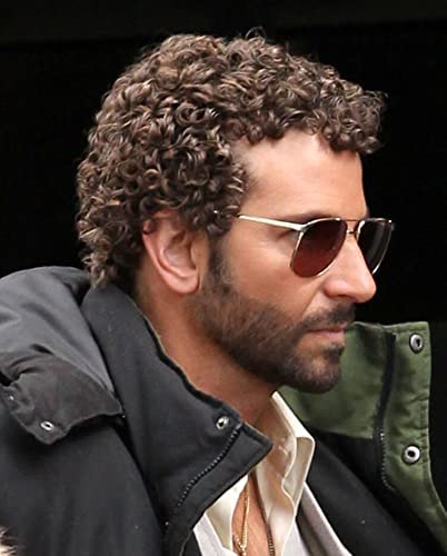 Swiking Mens Brown Afro Curly Wig Rocker Wig Dark Brown Short Hair Replacement Wigs Cosplay Daily Costume Wigs for Male GuyDark Brown