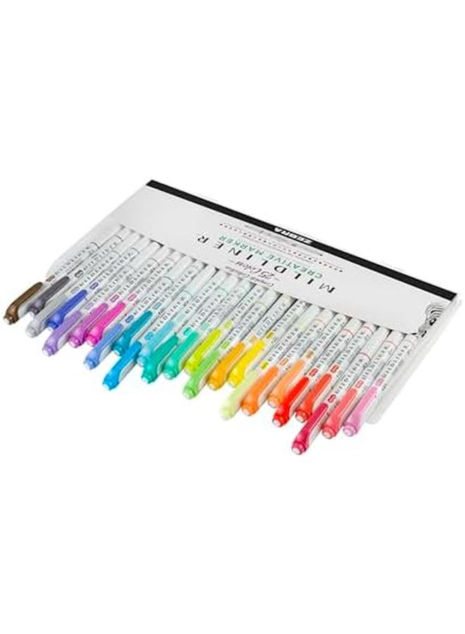 ZEBRA Pen Mildliner Double Ended Highlighter Set Broad And Fine Point Tips Assorted Ink Colors 25 Pack 78525 - Image 3