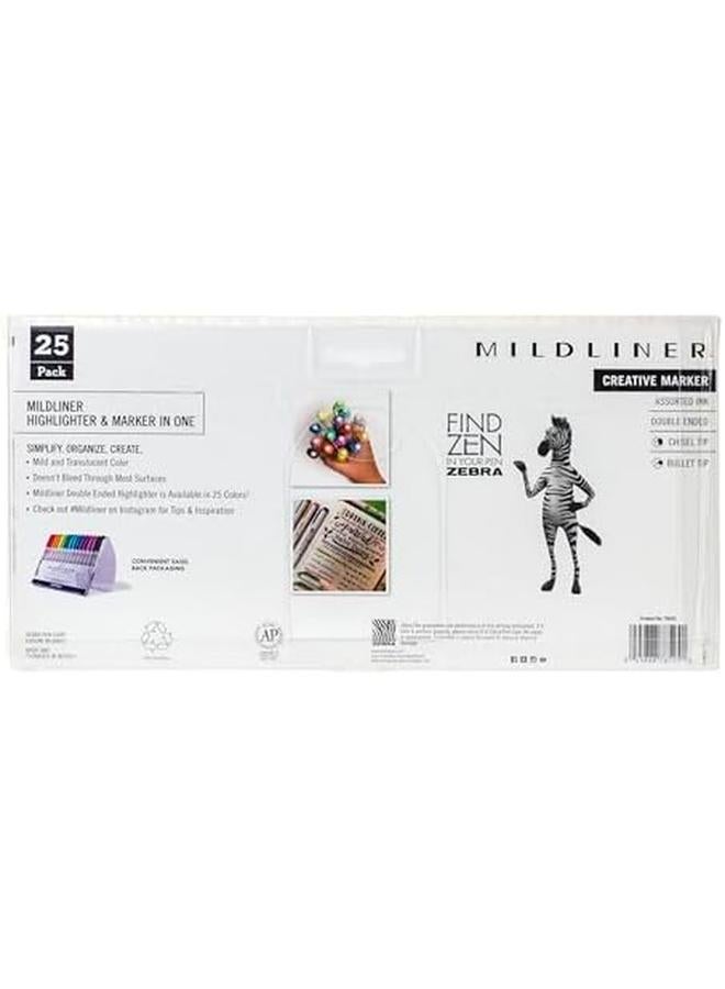 ZEBRA Pen Mildliner Double Ended Highlighter Set Broad And Fine Point Tips Assorted Ink Colors 25 Pack 78525 - Image 4