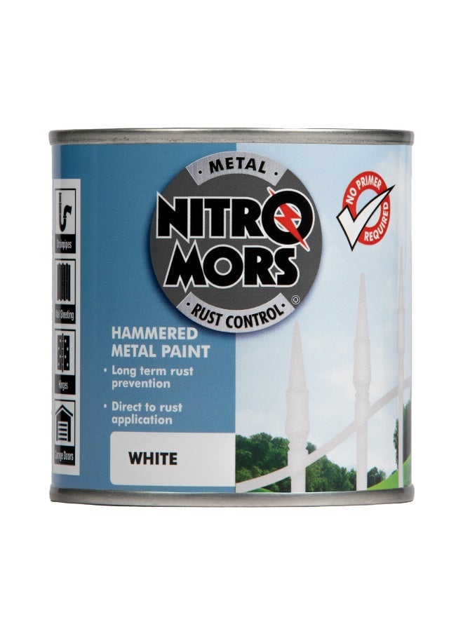 Nitro Mors Nitromors Hammered Metal Paint - Durable Finish for Metal Doors, Garden Furniture & Railings, UV & Rust Protection,White 250 ml - Image 1