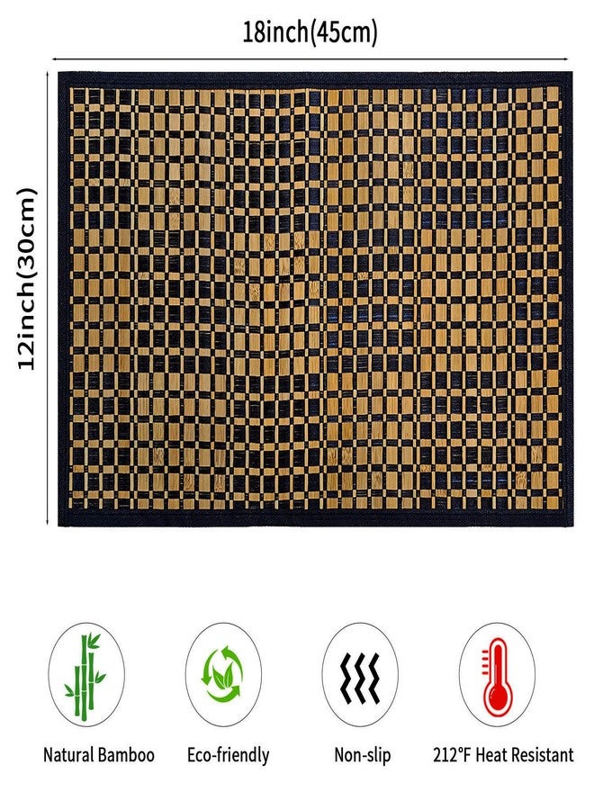 VCHOMY 8 Pack Bamboo Placemats, 18x12 Inches Rectangular Natural Bamboo,Heat Resistant,Anti-Slip Dining Table Mats for Dinning Room and Kitchen (8) - Image 2