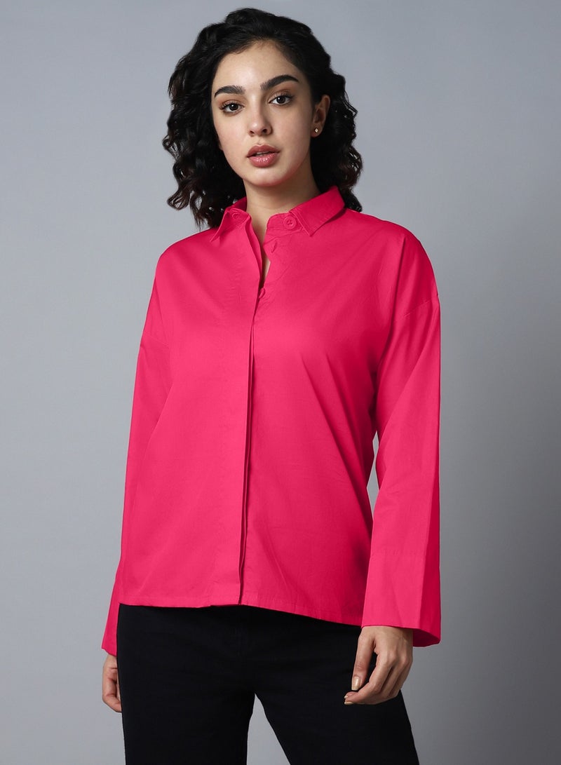 HIGH STAR Boxy Pink Peacock Casual Shirt for Women  - Image 2