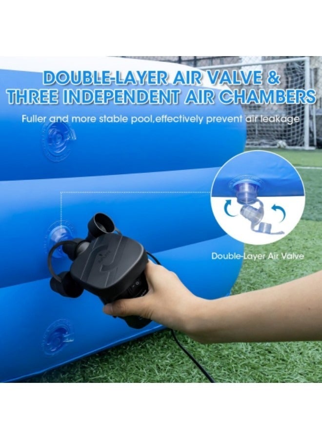 GGEROU Inflatable Swimming Pool,Inflatable Pool for Kids and Adults,Oversized Thickened Family Swimming Pool,3-layer Blue and White Inflatable Swimming Pool, 388*195*60cm - Image 3