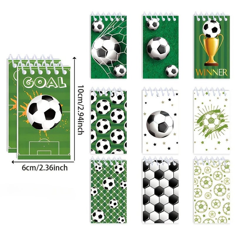7 Pcs Football Pattern Spiral Notebook Mini Memo Set Green Sports Party Supplies - Image 2
