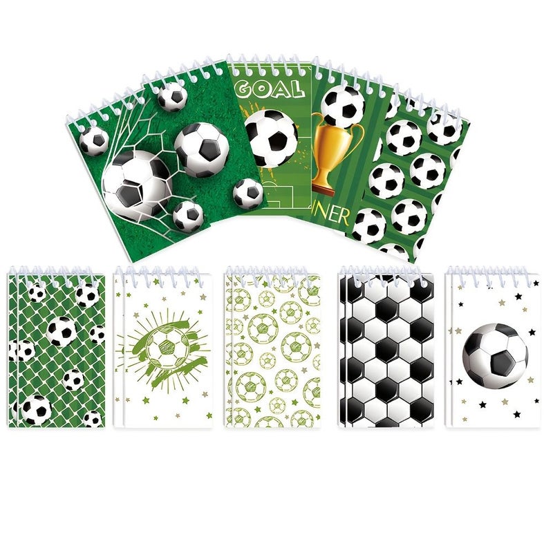 7 Pcs Football Pattern Spiral Notebook Mini Memo Set Green Sports Party Supplies - Image 5