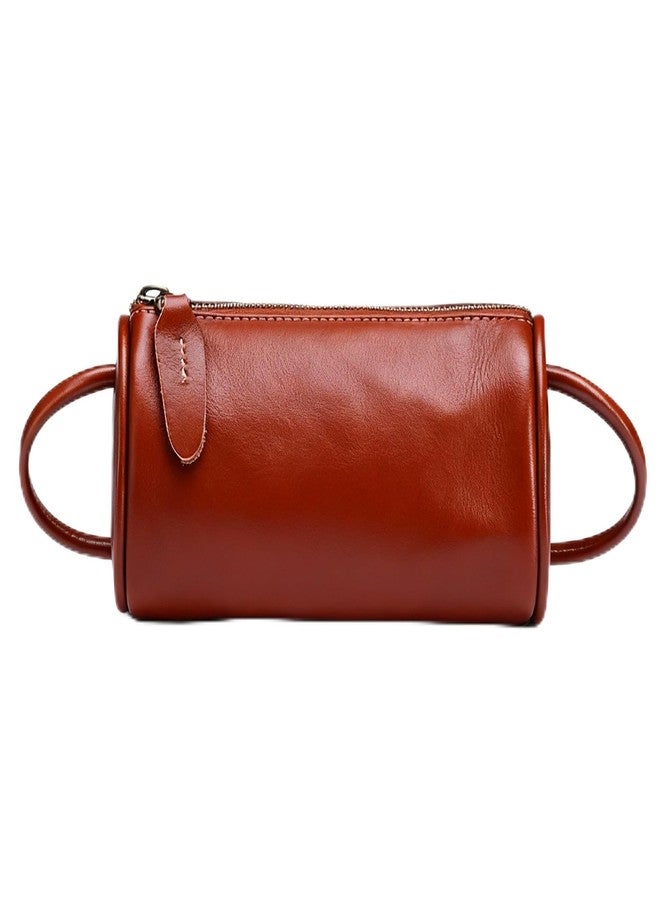 Eiyye Genuine Leather Crossbody Bag for Women Small Barrel Purse Hobo Bags Vintage Top-Grain Cowhide Shoulder Bag with Long Strap(Coffee - Image 1