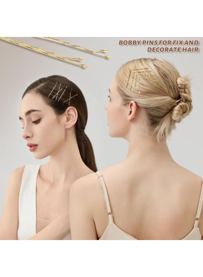 Bukela 300pcs Blonde Bobby Pins Hair Pins 100 Bobby Pins Blonde Hair,100 Hair Pins for Women 100 Hair Bands Kit, Blonde Bobby Pins for Hair Hair Pins for Buns 2" 2.36" Bobby Pins Blonde 2" 2.75" - Image 2