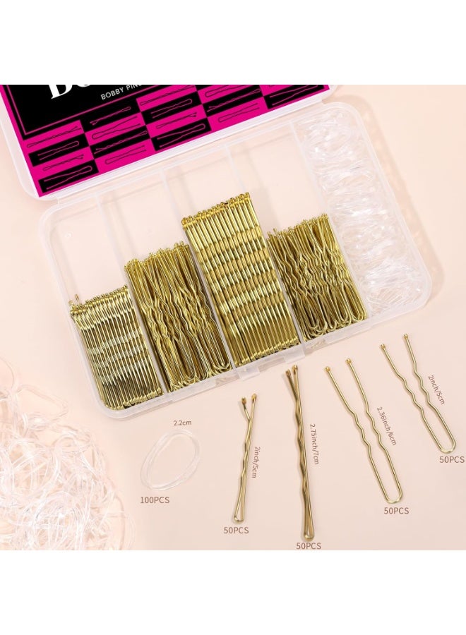 Bukela 300pcs Blonde Bobby Pins Hair Pins 100 Bobby Pins Blonde Hair,100 Hair Pins for Women 100 Hair Bands Kit, Blonde Bobby Pins for Hair Hair Pins for Buns 2" 2.36" Bobby Pins Blonde 2" 2.75" - Image 4