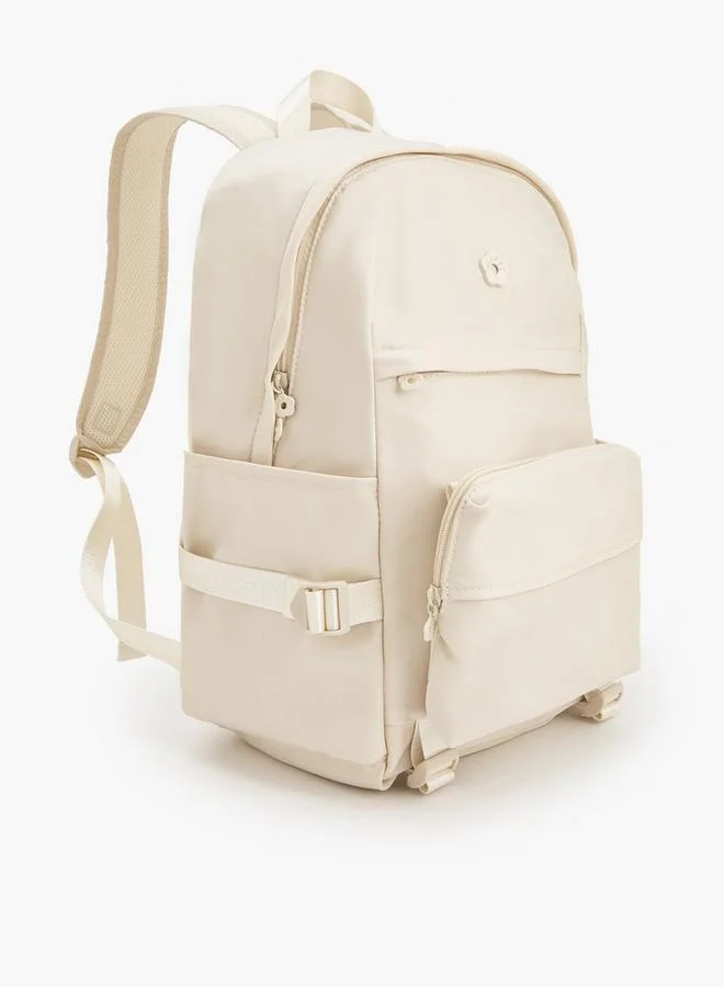 Missy BEIGE Solid School Backpack With Adjustable Shoulder Straps for Women | Best Price UAE