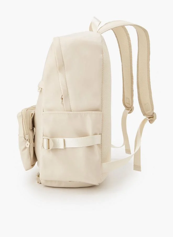 Missy BEIGE Solid School Backpack With Adjustable Shoulder Straps for Women | Best Price UAE