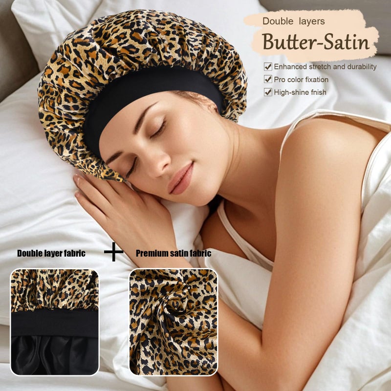 Doitory Satin Silk Bonnet for Sleeping, Soft Satin Lined Hair Bonnet for Women, Double Layer Sleep Nightcap for Natural & Curly Hair - Image 3