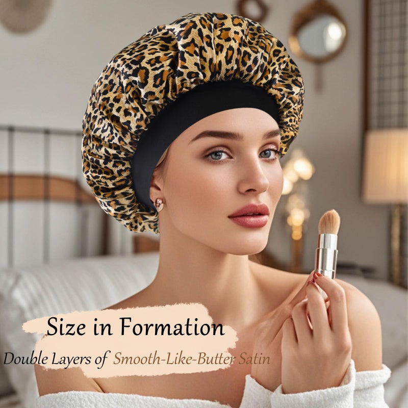 Doitory Satin Silk Bonnet for Sleeping, Soft Satin Lined Hair Bonnet for Women, Double Layer Sleep Nightcap for Natural & Curly Hair - Image 4