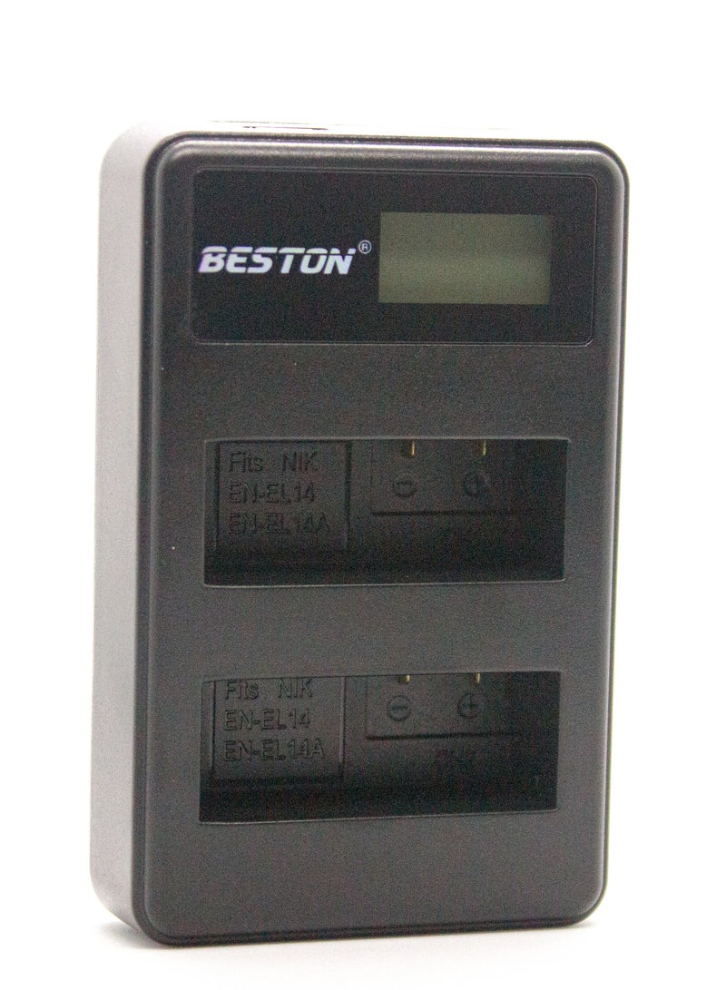 BESTON Beston Charger Double Ports for Nikon EN-EL14 Batteries: Dual charging ports for Nikon EN-EL14 batteries, enabling quick and convenient charging. - Image 3