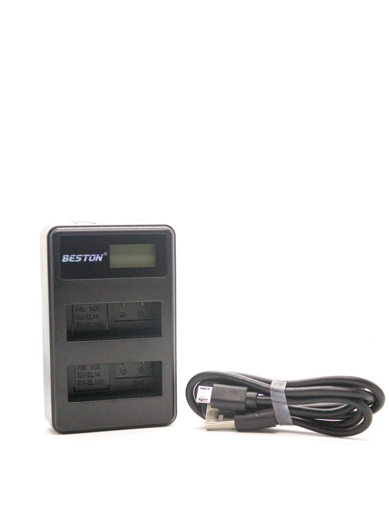 BESTON Beston Charger Double Ports for Nikon EN-EL14 Batteries: Dual charging ports for Nikon EN-EL14 batteries, enabling quick and convenient charging. - Image 4