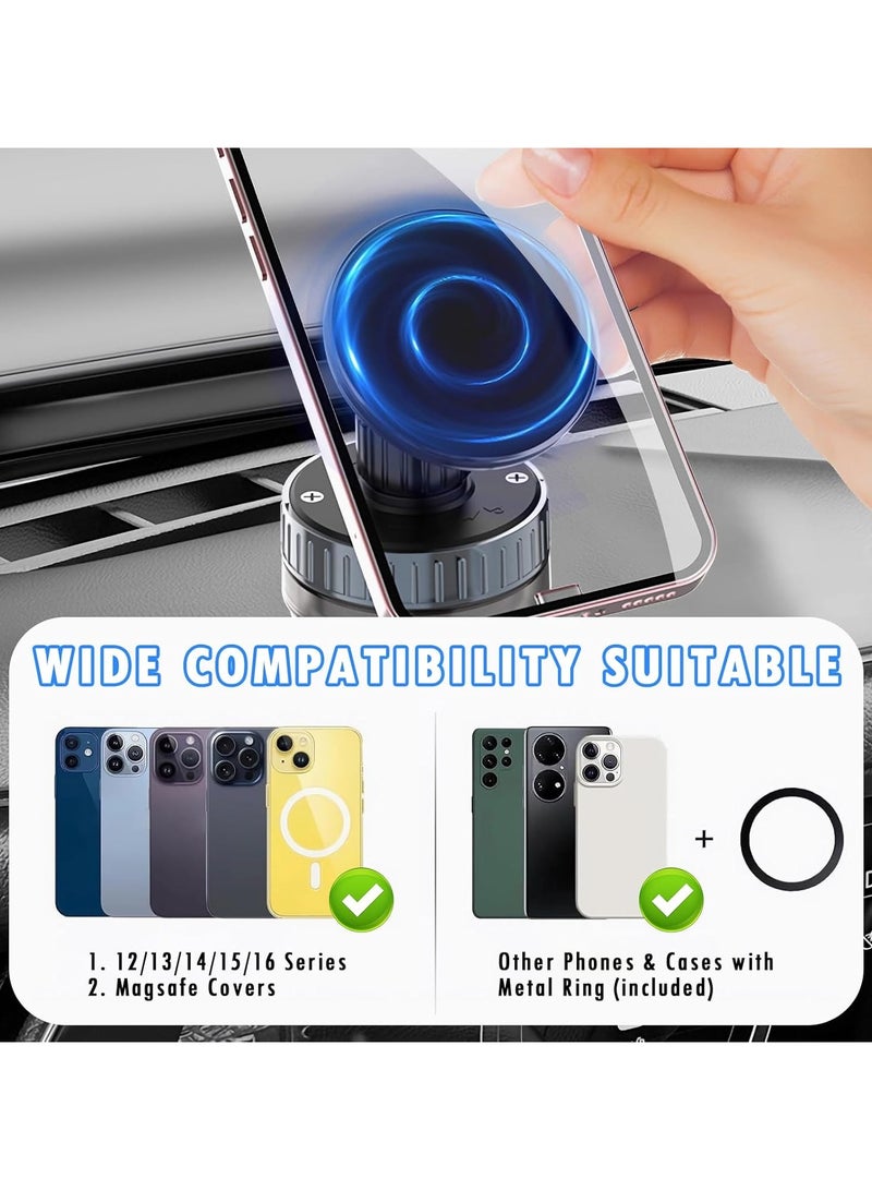 GUDOO Magnetic Suction Cup Phone Holder for Car, Universal Car Phone Holder Mount for Dashboard Windshield, Vacuum Glass Mirror Adsorption Magnetic Suction Cup Car Phone Mount, 720° Rotation Portable Magnetic Phone Holder - Image 5