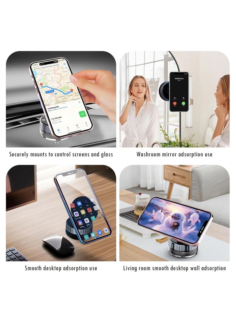 GUDOO Magnetic Suction Cup Phone Holder for Car, Universal Car Phone Holder Mount for Dashboard Windshield, Vacuum Glass Mirror Adsorption Magnetic Suction Cup Car Phone Mount, 720° Rotation Portable Magnetic Phone Holder - Image 4