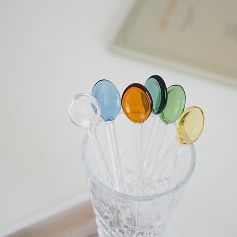 Long Handle Heat Resistant Glass Coffee Spoon and Dessert Scoop 6 Piece Set - Image 4