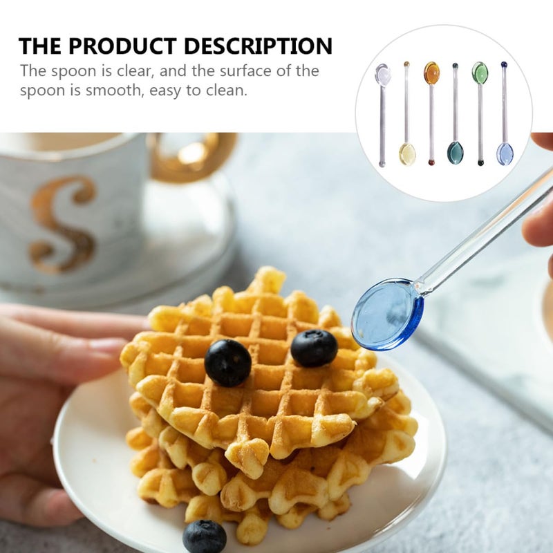 Long Handle Heat Resistant Glass Coffee Spoon and Dessert Scoop 6 Piece Set - Image 5