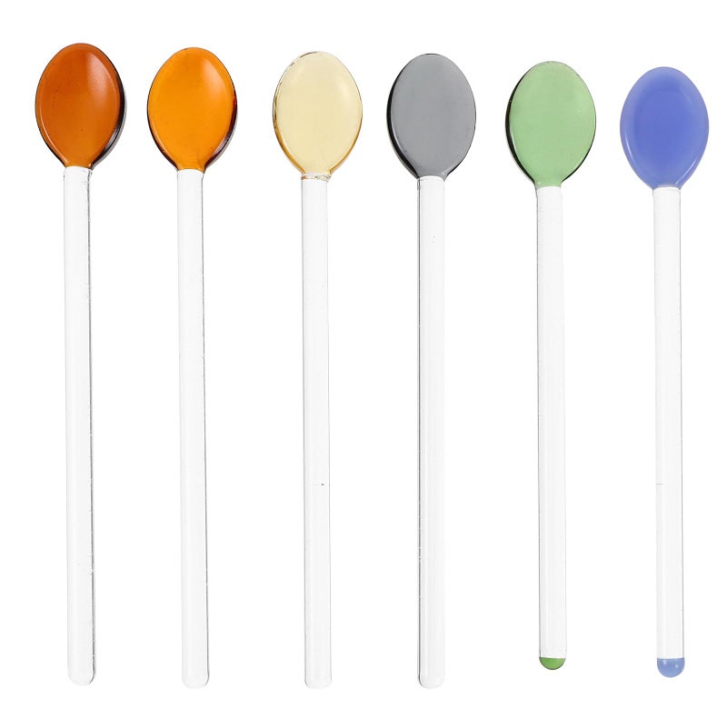 Long Handle Heat Resistant Glass Coffee Spoon and Dessert Scoop 6 Piece Set - Image 2