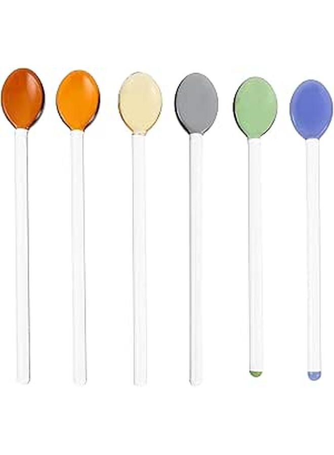 Long Handle Heat Resistant Glass Coffee Spoon and Dessert Scoop 6 Piece Set - Image 1