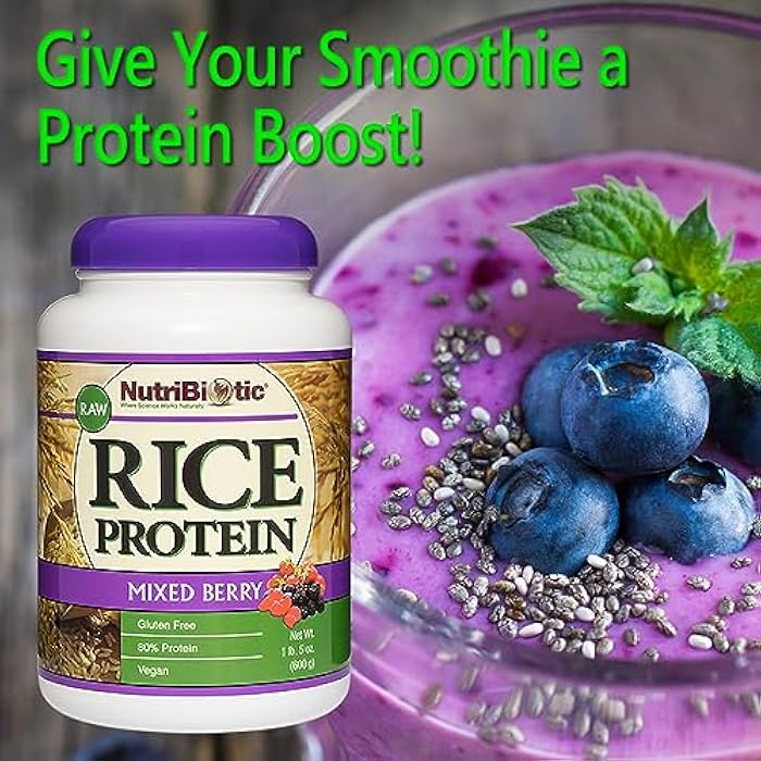NutriBiotic – Mixed Berry Rice Protein, 1 Lb 5 Oz (600g) | Low Carb, Keto-Friendly, Vegan, Raw Protein Powder | Grown & Processed Without Chemicals, GMOs or Gluten | Easy to Digest & Nutrient-Rich - Image 4