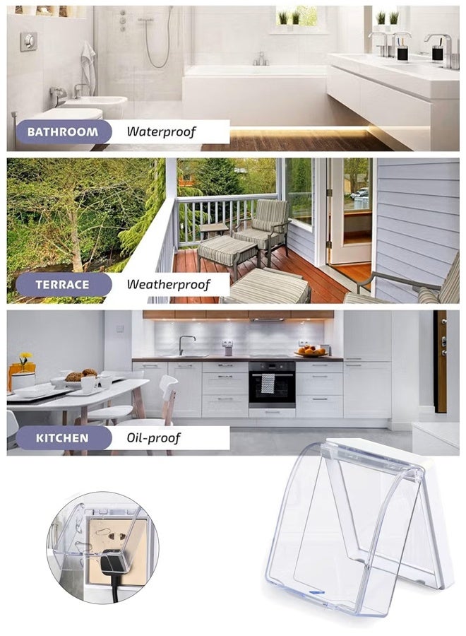 غطاء مقبس كهربائي مقاوم للماء من قطعتين، مقاوم للرذاذ والغبار، غطاء مفتاح كهربائي لاصق للحائط، صندوق حماية للمقبس الكهربائي - Image 2