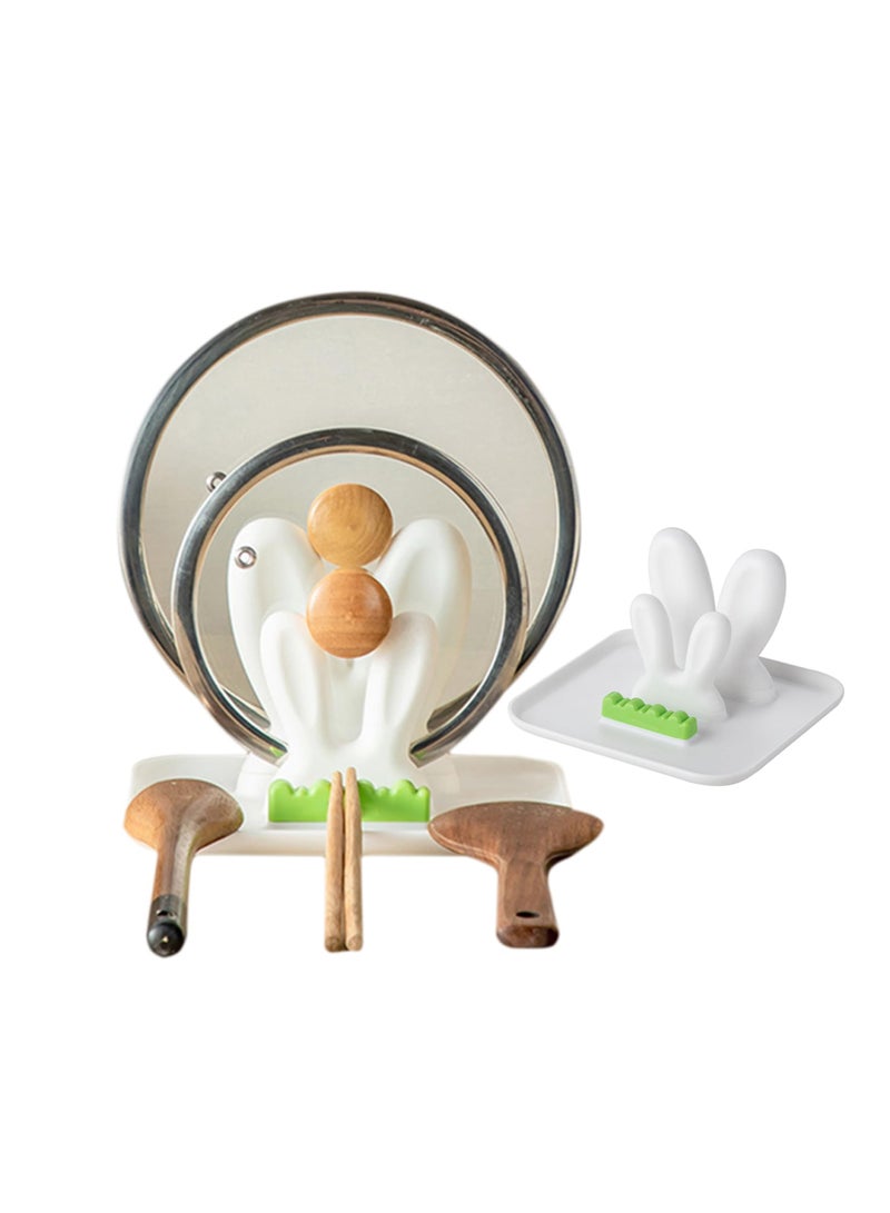 SYOSI Spoon Rest for Stove Top Pot Lid Holder Kitchen Gadgets Spatula Rack Silicone Essentials Rest Mushroom Spoon Rest le creuset Crab Spoon Holder Cooking Utensil Holder Pot Top Supoon - Green - Image 1