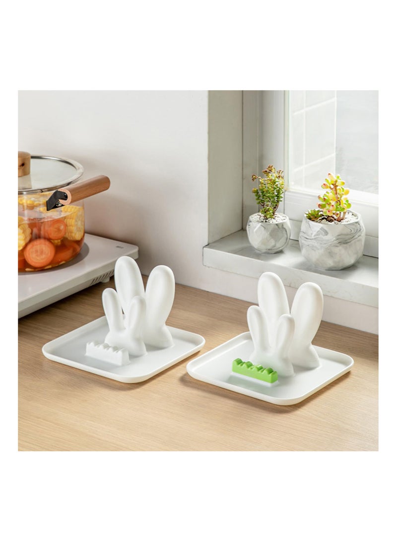 SYOSI Spoon Rest for Stove Top Pot Lid Holder Kitchen Gadgets Spatula Rack Silicone Essentials Rest Mushroom Spoon Rest le creuset Crab Spoon Holder Cooking Utensil Holder Pot Top Supoon - Green - Image 4