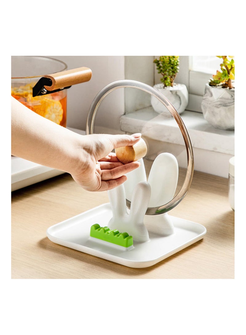 SYOSI Spoon Rest for Stove Top Pot Lid Holder Kitchen Gadgets Spatula Rack Silicone Essentials Rest Mushroom Spoon Rest le creuset Crab Spoon Holder Cooking Utensil Holder Pot Top Supoon - Green - Image 3