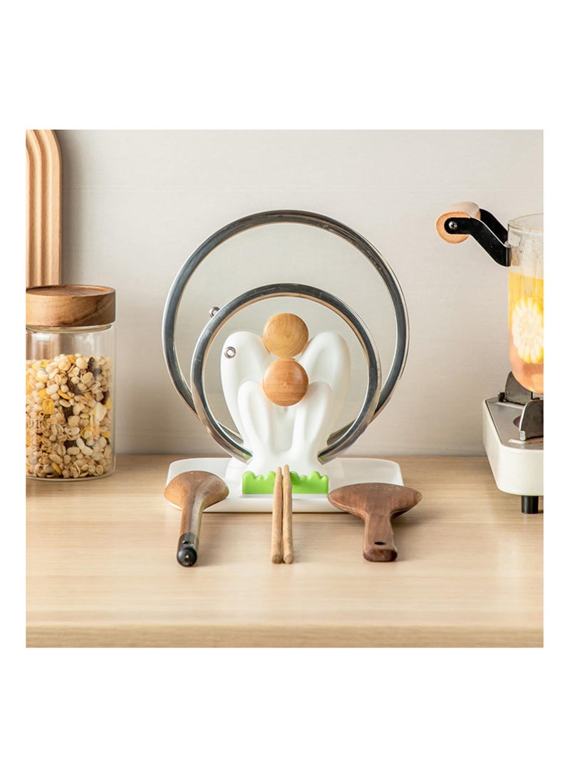 SYOSI Spoon Rest for Stove Top Pot Lid Holder Kitchen Gadgets Spatula Rack Silicone Essentials Rest Mushroom Spoon Rest le creuset Crab Spoon Holder Cooking Utensil Holder Pot Top Supoon - Green - Image 2