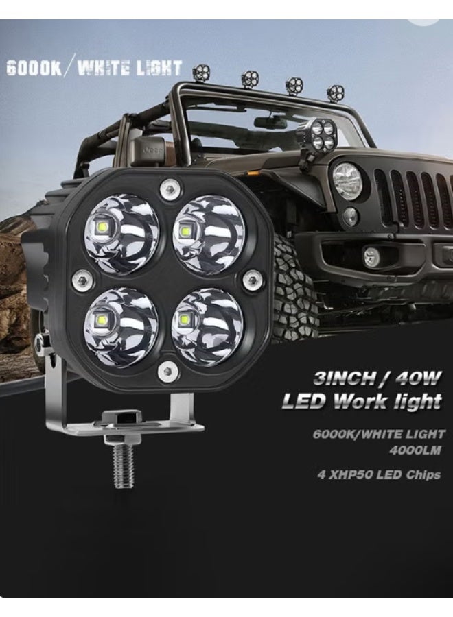 2 قطعة من مصابيح LED للطرق الوعرة بقطر 3 بوصة، مزيج 6800 واط للكشف والانبعاث، شريط إضاءة مربع LED لمصابيح الضباب للطرق الوعرة، مصباح للطرق الوعرة لدراجات نارية وشاحنات وسيارات الدفع الرباعي وقوارب ومركبات الدفع الرباعي وجهاز تحرير المحركات - Image 2