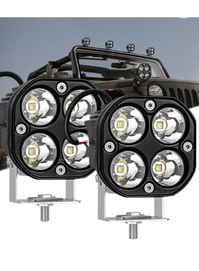 2 قطعة من مصابيح LED للطرق الوعرة بقطر 3 بوصة، مزيج 6800 واط للكشف والانبعاث، شريط إضاءة مربع LED لمصابيح الضباب للطرق الوعرة، مصباح للطرق الوعرة لدراجات نارية وشاحنات وسيارات الدفع الرباعي وقوارب ومركبات الدفع الرباعي وجهاز تحرير المحركات - Image 1