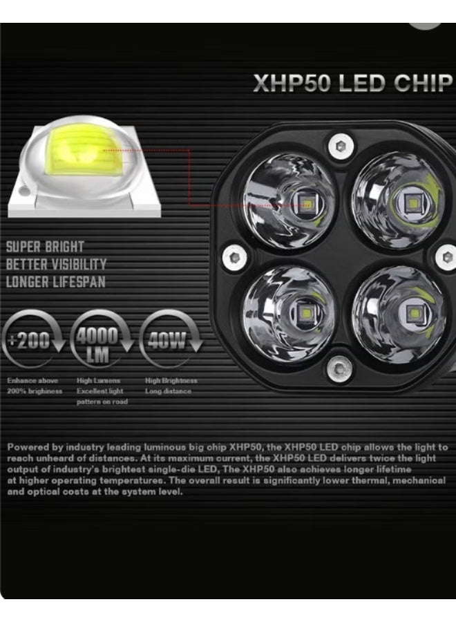 2 قطعة من مصابيح LED للطرق الوعرة بقطر 3 بوصة، مزيج 6800 واط للكشف والانبعاث، شريط إضاءة مربع LED لمصابيح الضباب للطرق الوعرة، مصباح للطرق الوعرة لدراجات نارية وشاحنات وسيارات الدفع الرباعي وقوارب ومركبات الدفع الرباعي وجهاز تحرير المحركات - Image 3