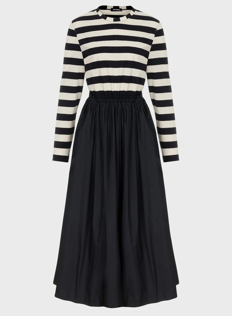 Nocturne Striped Long Sleeve Dress