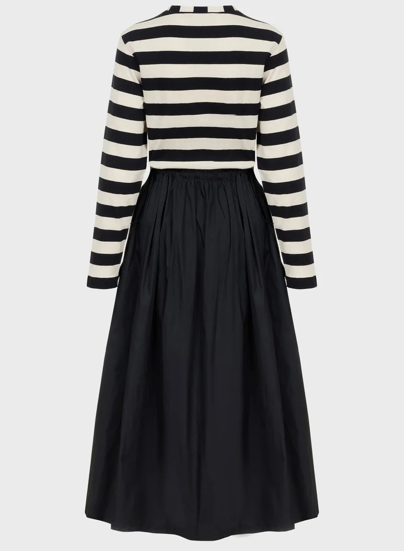 Nocturne Striped Long Sleeve Dress