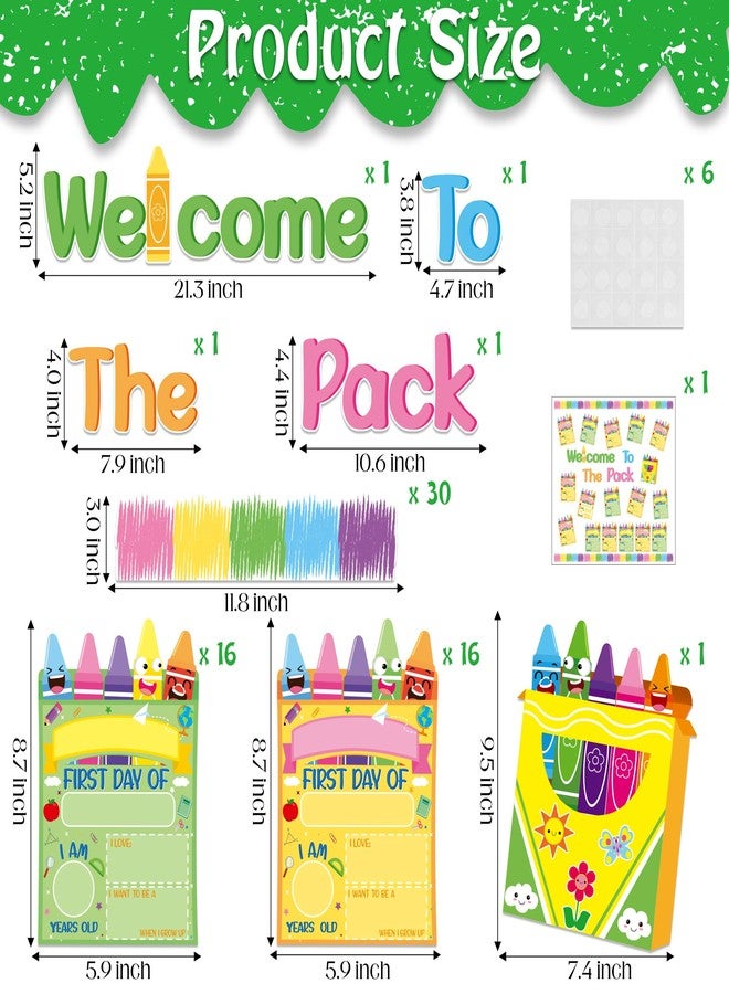 BeYumi Crayon Bulletin Board Set - 68Pcs Crayon First Day of School Sign Bulletin Board Set Welcome to The Pack Crayon Cutouts Trim Border Back to School Kindergarten Classroom Chalkboard Decoration - Image 2