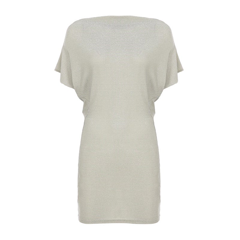 Elegant Sequin Cowl Neck Batwing Sleeve Bodycon Dress - Image 5
