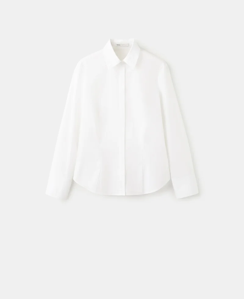 Mango 01-BLANCO Slim-Fit Poplin Shirt for Women | Best Price UAE