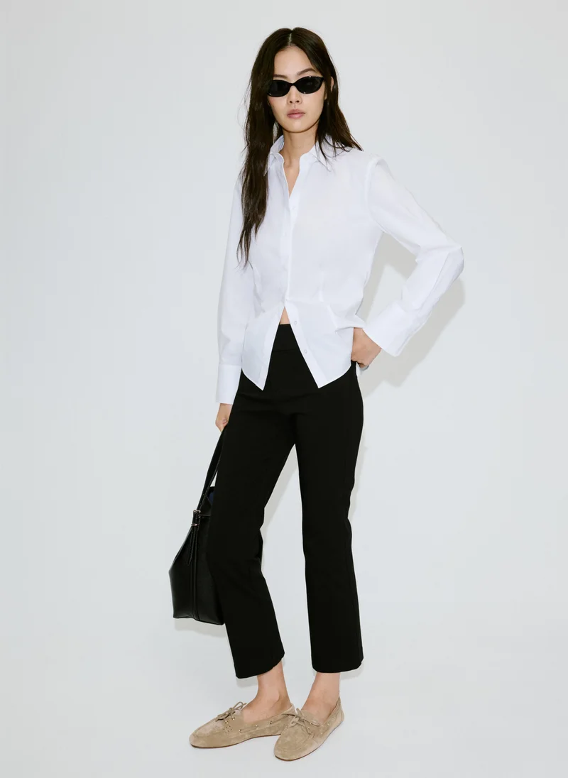 Mango 01-BLANCO Slim-Fit Poplin Shirt for Women | Best Price UAE