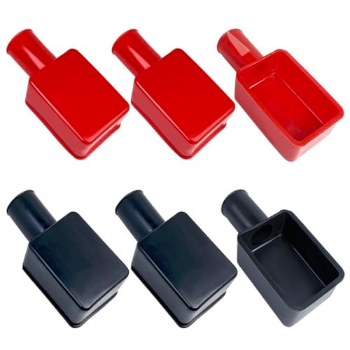 Qoaimu 6PCS Battery Terminal Cover Soft Rubber Insulating Battery Terminal Protector Positive Negative Cable Lug Caps Flexible Top Post Boots for Car Truck Motorcycle Boat Accessories RedBlack - Image 1