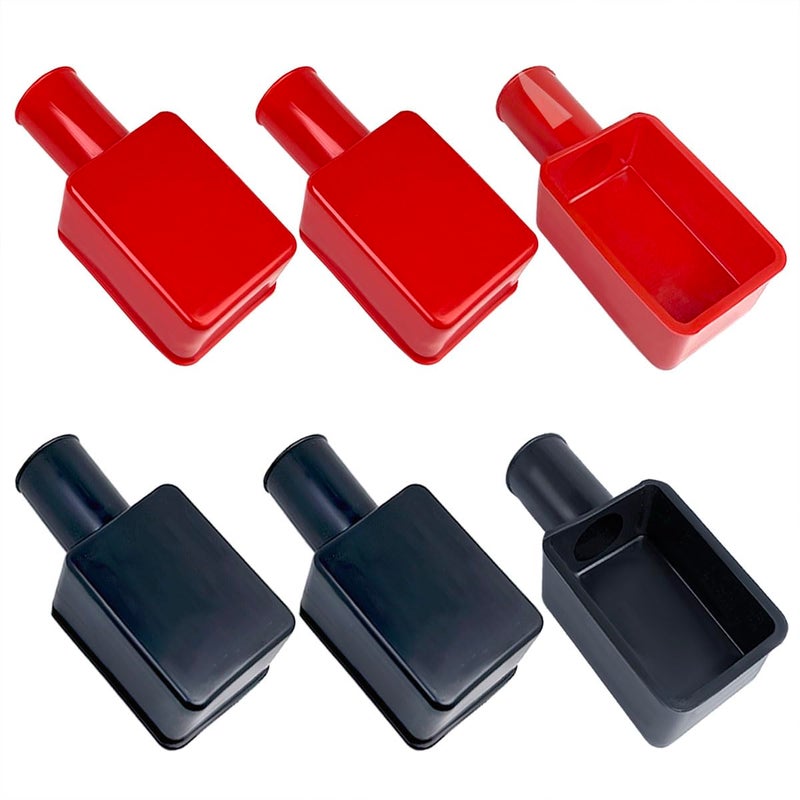 Qoaimu 6PCS Battery Terminal Cover Soft Rubber Insulating Battery Terminal Protector Positive Negative Cable Lug Caps Flexible Top Post Boots for Car Truck Motorcycle Boat Accessories RedBlack - Image 3