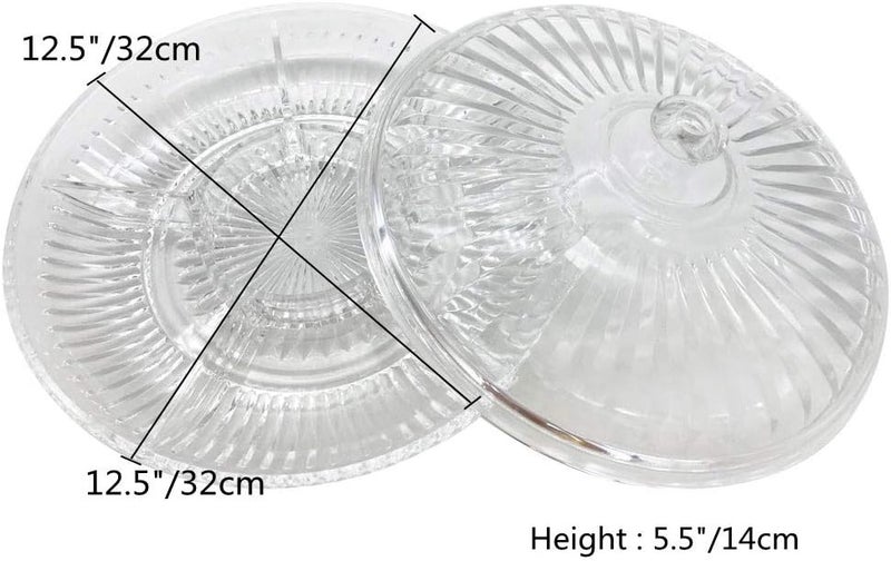 FEOOWV Creative Acrylic Multifunctional Party Snack Tray with Lid,Serving Dishes for Dried Fruits Nuts Candies Fruits,6-Compartment (Clear) - Image 2