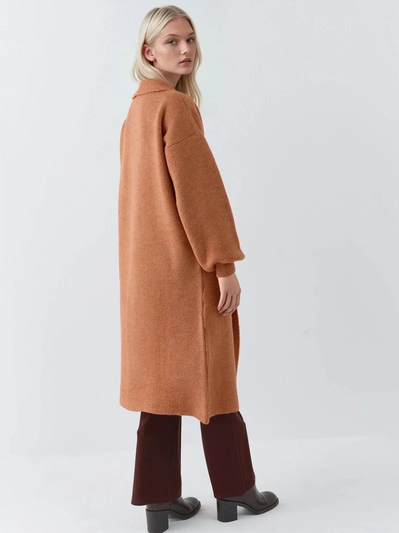 My Fashion Walnut Brown MY FASHION Long Fit Knitwear Cardigan for Women | Best Price UAE