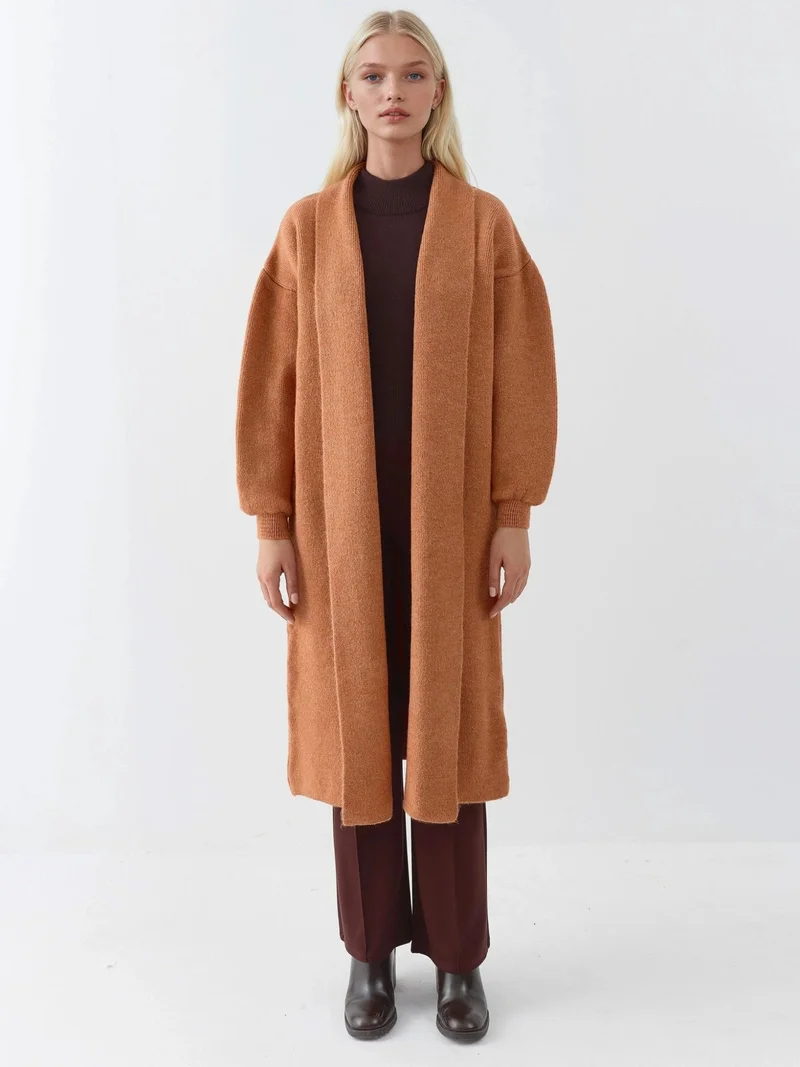 My Fashion Walnut Brown MY FASHION Long Fit Knitwear Cardigan for Women | Best Price UAE
