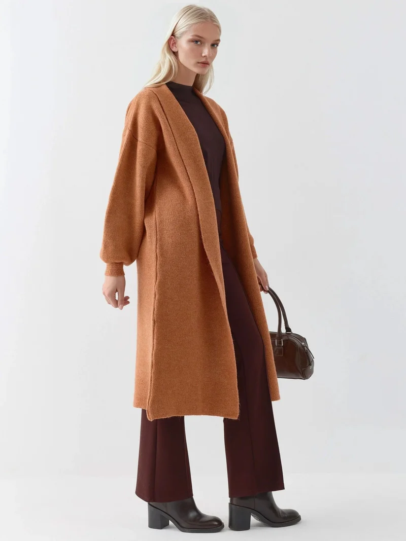 My Fashion Walnut Brown MY FASHION Long Fit Knitwear Cardigan for Women | Best Price UAE