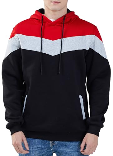 Mooncolour Mens Novelty Color Block Hoodies Cozy Sport Autumn Outwear 0163_black US X-Large - Image 2