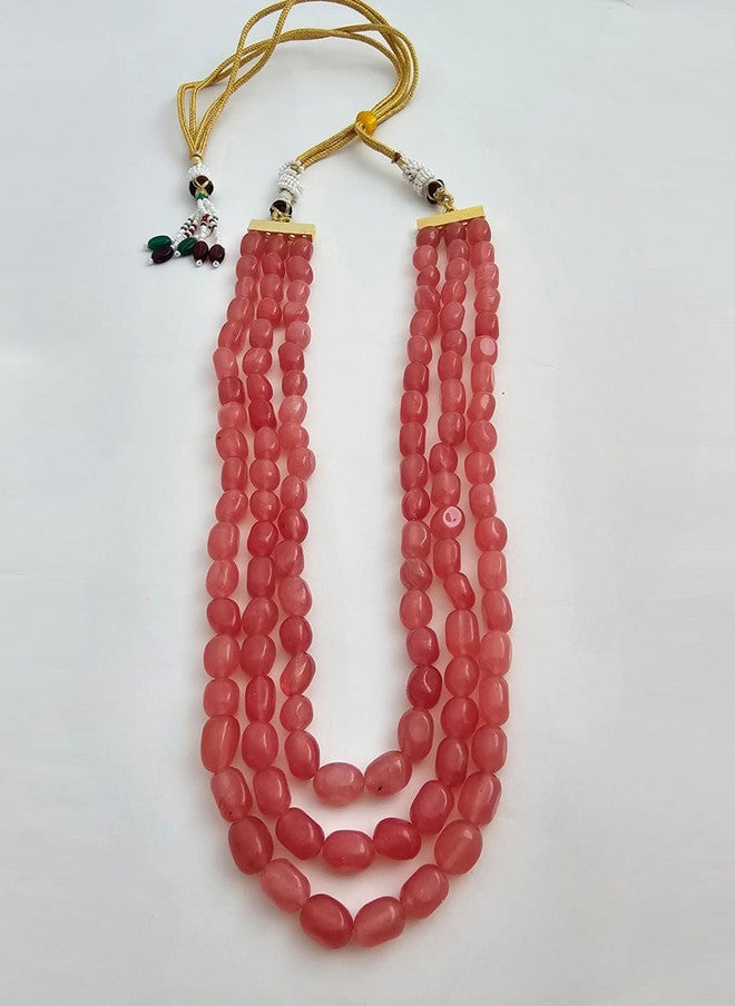Binnis Wardrobe Pink & Gold Toned Pearl Beaded Necklace - Image 3
