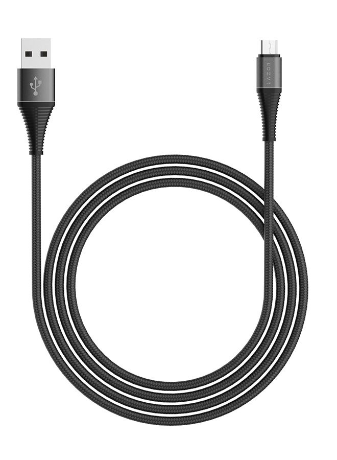 Lazor Flow Premium Nylon Braided and Fast Charging Cable Type-A to Type-C CM32 Black- 1m - Image 1